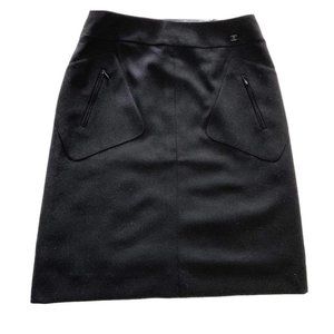 Chanel Wool Asymmetrical Pocket Skirt